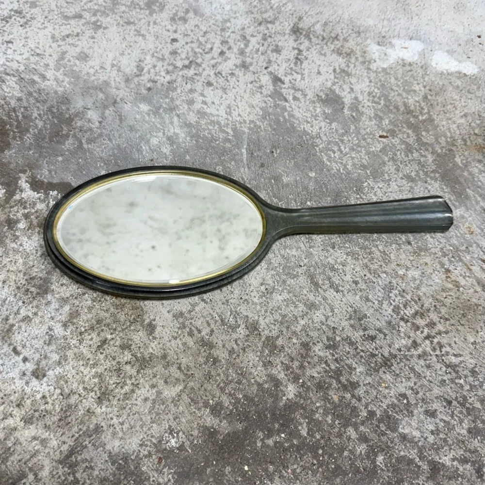 Vintage Jade Vanity Hand Mirror Retro Double Sided 12”